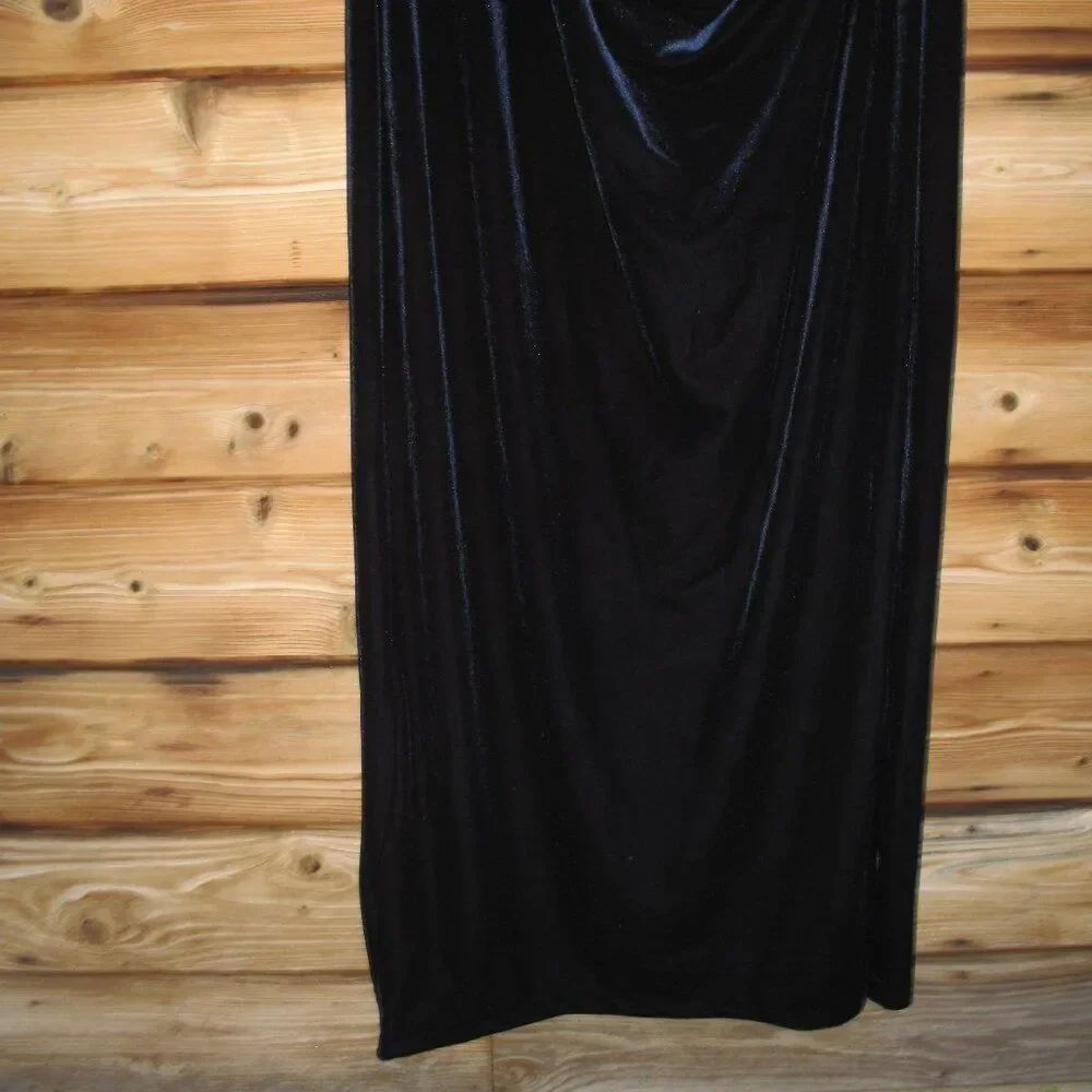 NWT Betsy & Adam PLUS "CAROLINA" LONG VELVET V-NECK SEQUIN SLEEVE DRESS Navy - Picture 8 of 13